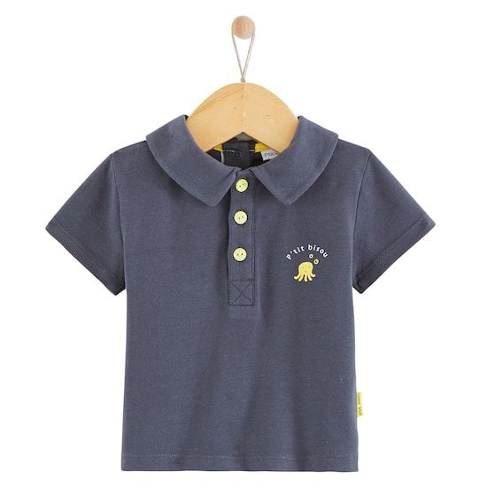  Polo manches courtes Trop Chou Gris anthracite 1 mois de P'tit bisou code EAN 01140466 