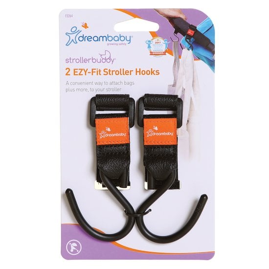  Pack de 2 crochets de poussette Ezy-Fit Strollerbuddy® noir  de Dreambaby code EAN 01144002 