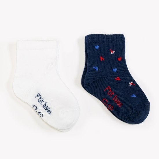  Lot de 2 mi-chaussettes Blue Garden Blanc/marine 17/18 de P'tit bisou code EAN 01148321 