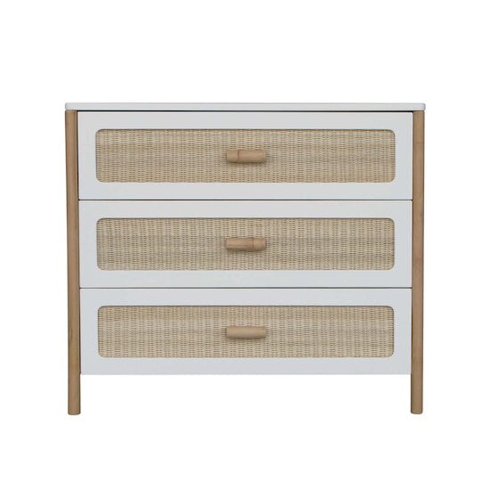  Océania commode 3 tiroirs tressage rotin Neige  de Théo code EAN 01148526 