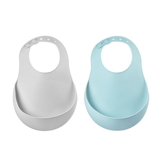  Lot de 2 Bavoirs Silicone Green/Grey  de Béaba code EAN 01149797 