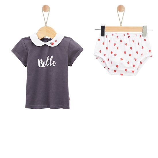  Panda & Coccinelle Haut + Bloomer Gris 1 mois de P'tit bisou code EAN 01155158 
