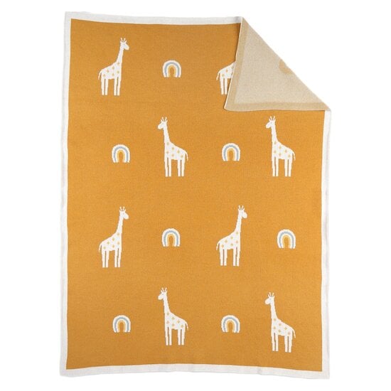  Tiga, Stegi & Ops Couverture tricot en jacquard BIO Ocre 75 x 100 cm de Noukies code EAN 01155854 