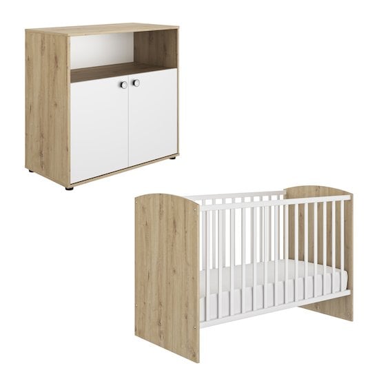  Duo Chambre Arthur : Lit + Commode Blanc/Chêne  de Galipette code EAN 01155909 