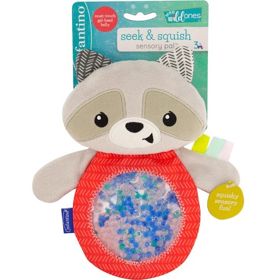  Doudou raton laveur sensoriel Beige  de Infantino code EAN 01162109 