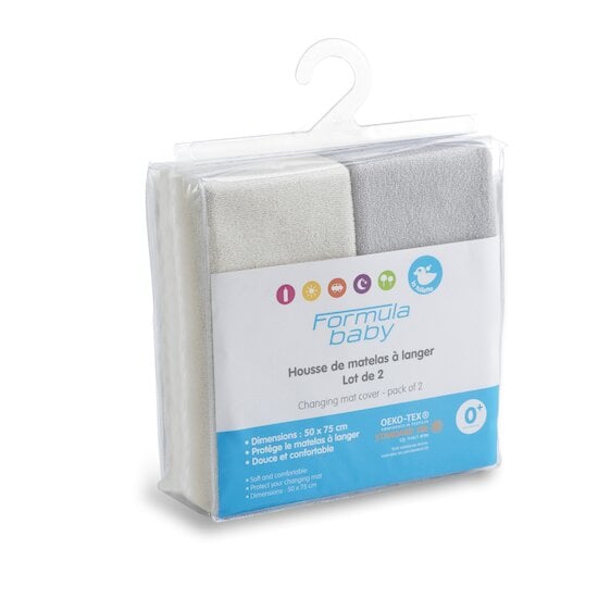  Lot de 2 housse à matelas à langer Ecru/Perle  de Formula Baby code EAN 01165239 