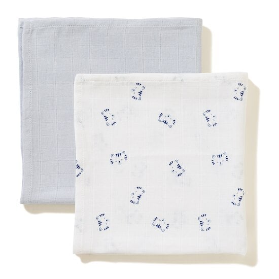  Lot 2 Langes Coton Bio Bleu 110 x 110 cm de P'tit bisou code EAN 01169710 
