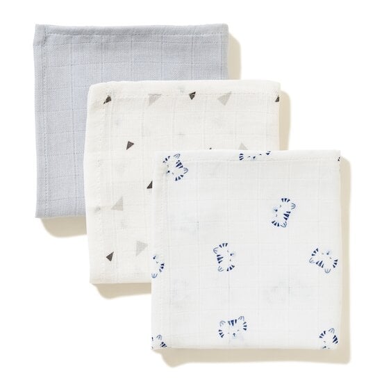  Lot 3 Langes Coton Bio Bleu 70 x 70 cm de P'tit bisou code EAN 01169711 