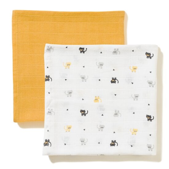  Lot 2 Langes Coton Bio Jaune 110 x 110 cm de P'tit bisou code EAN 01169712 