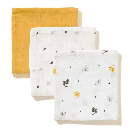  Lot 3 Langes Coton Bio Jaune 70 x 70 cm de P'tit bisou code EAN 01169713 