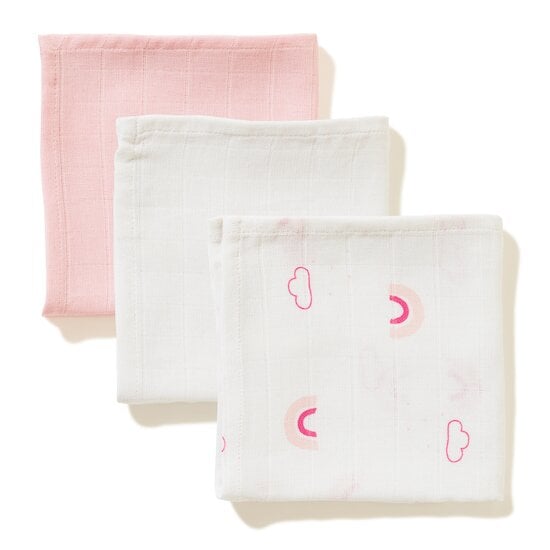  Lot 3 Langes Coton Rose Pearling 70 x 70 cm de P'tit bisou code EAN 01169716 