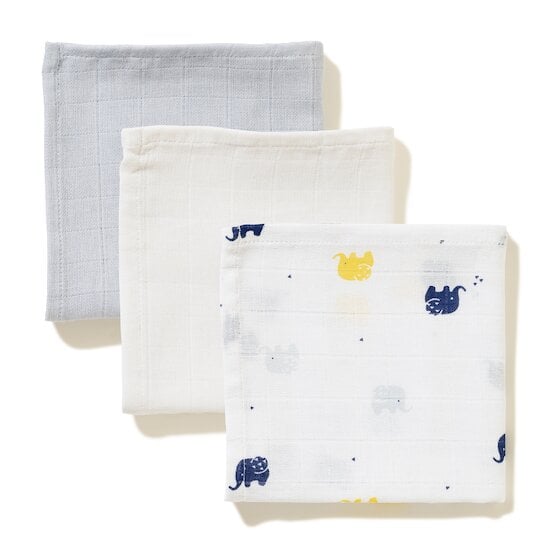  Lot 3 Langes Coton Bleu Morning 70 x 70 cm de P'tit bisou code EAN 01169717 