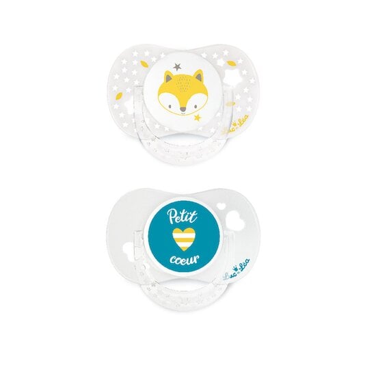  Lot de 2 Sucettes Anatomique en silicone avec anneau Renard/Petit Cœur 0-6 mois de Luc et Léa code EAN 01172966 
