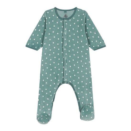  Pyjama bébé étoiles en velours Bleu brut/blanc marshmallow 12 mois de Petit Bateau code EAN 01175492 