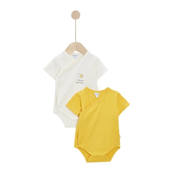  Lot 2 bodies à manches courtes Écru pétale  de P'tit bisou code EAN 01176155 
