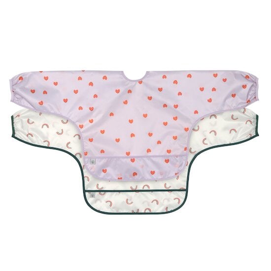  Happy Rascals Lot de 2 Bavoirs manches longes avec poche Cœur lavande  de Lässig code EAN 01181463 