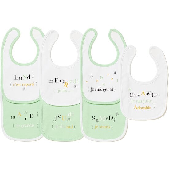  Lot de 7 bavoirs semainiers blanc optique  de Formula Baby code EAN 01182428 