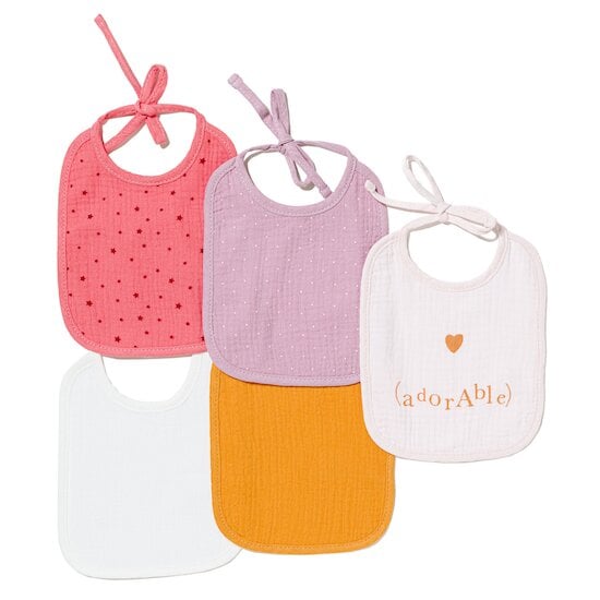  Lot de 5 bavoirs 1er âge Violet Mauve  de Maïka code EAN 01182431 