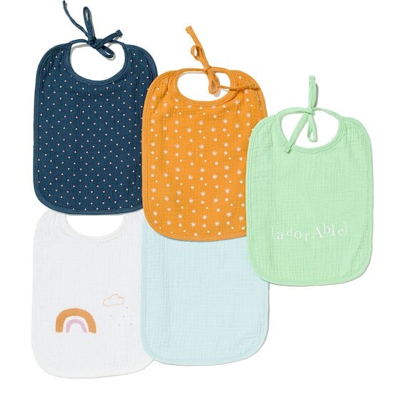  Lot de 5 bavoirs 2ème âge   de Maïka code EAN 01182434 