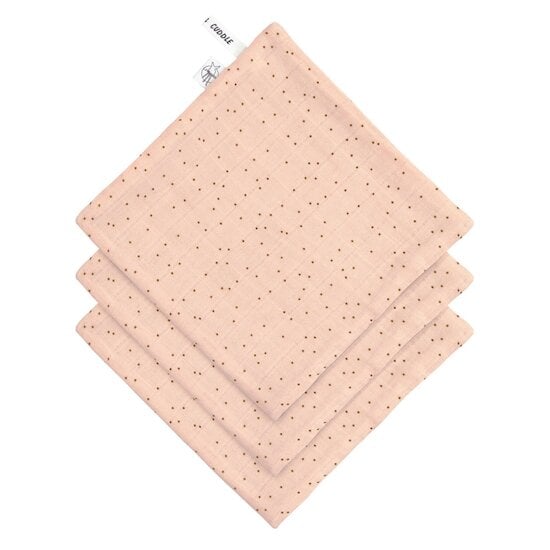  Lot de 3 débarbouillettes en mousseline Pois rose-pêche  de Lässig code EAN 01182746 