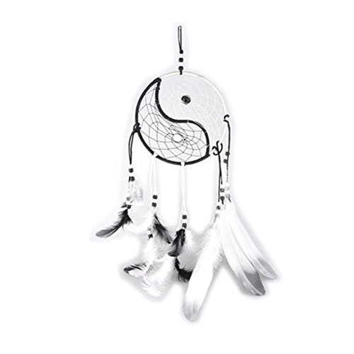 OULII Attrape-rêves dream catcher handmade plume wall hanging dreamcatcher(black+white) 0190033128595 (0190033128595)