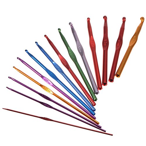 SODIAL(R) Crochets Crochet - SODIAL(R)14pcs Crochet Aiguille Tricot Laine de 2mm a 10mm Aluminium Tricoter Crocheter Couleur code EAN 0190268582582 