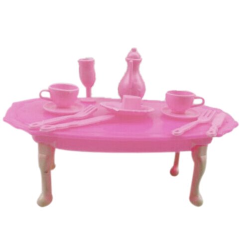 SODIAL(R) Poupee Mobilier de Salle - SODIAL(R) Table a Manger Vaisselles Mobilier de Salle a Manger Miniature pour Poupee - Rose code EAN 0190268851374 