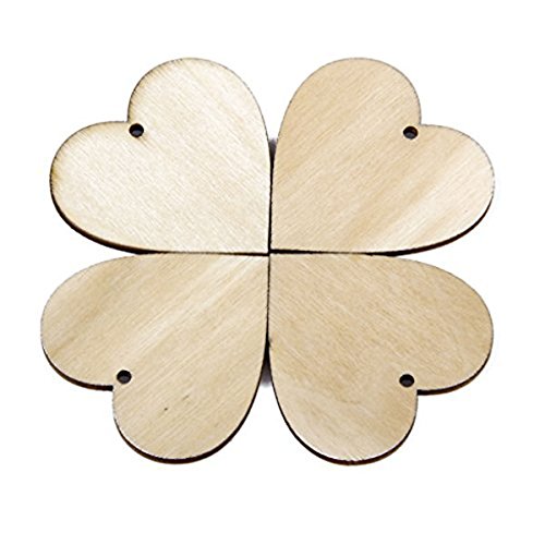 25pcs coeur en bois coeur suspensions décoratio...
