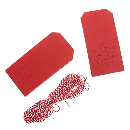 100pcs noël flocon rouge pendaison tag avec éti...