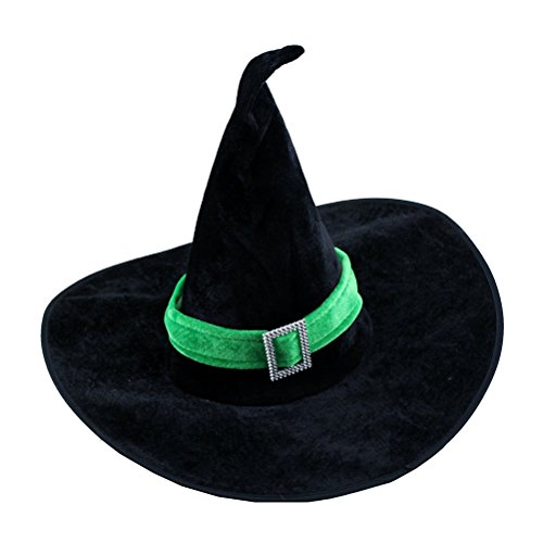 Velours vert sorcière sorcière hat hallowen fan...