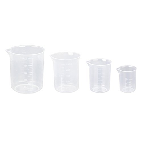 Pixnor Lot de tasses de mesure en plastique transparent bécher gradué 50 ml 150 ml 250 ml 500 ml code EAN 0190657145978 