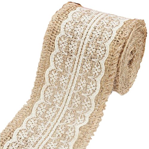 2 m * 6 cm toile de jute hessienne ruban avec r...