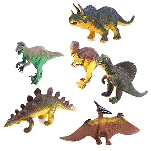 6pcs dinosaures tyrannosaurus stegosaurus trice...