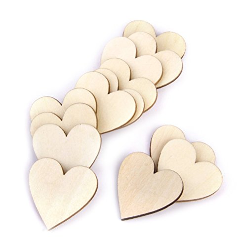 Lot de 50pcs 40mm bois de coeur tranches de dis...
