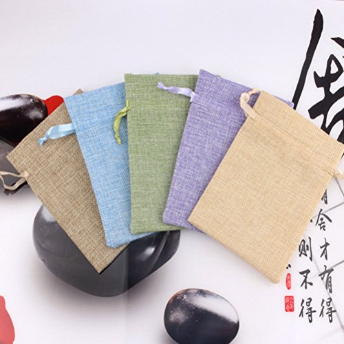 5pcs lin drawstring sacs pochette pour crafting