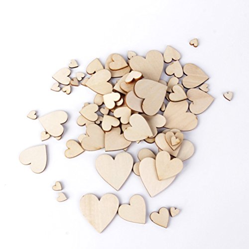 LEORX Coeur en bois blanc embellissements pour les métiers d'art - 100pcs code EAN 0190657687010 