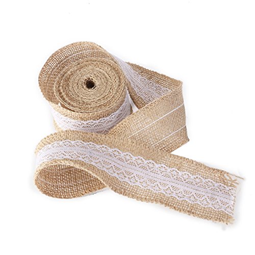 Toile de jute naturelle de 5 m * 5 cm ruban rou...