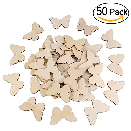 50pcs TINKSKY formes en bois papillon Craft bla...