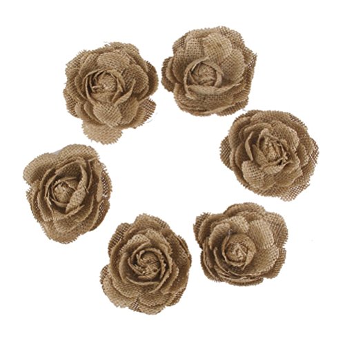 6pcs hessienne jute rose fleurs pour décoration...