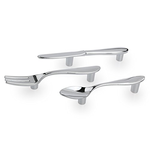 Pixnor 3pcs couteau cuillère fourchette armoires de cuisine tiroir placard pull poignées boutons 3 pouces centre au centre code EAN 0190657811903 