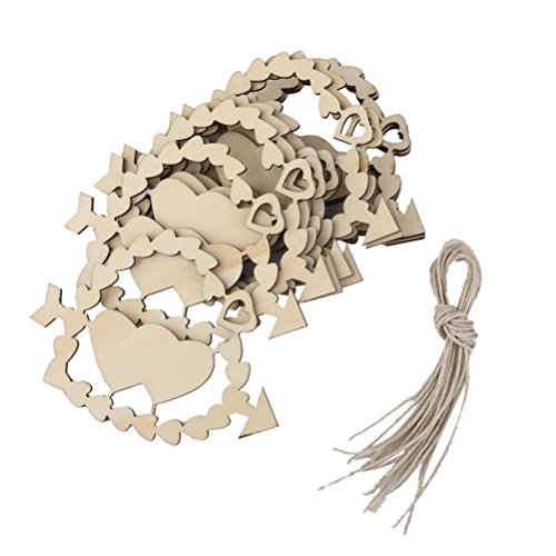Fenical FENICAL 10pcs Double cœur embellissements en bois artisanat arbre de Noël suspendu ornement pour embellissements artisanat BRICOLAGE code EAN 0190657814317 