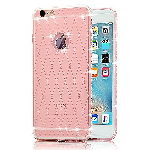 Coque iPhone 6s Plus (5.5), Sunroyal® Coque iPhone 6 Plus / 6s Plus Transparente TPU Souple Etui Housse Bling Bling Gliter Sparkle Case Cover Premium Ultra Mince Hybrid Crystal Protection Bumper - Rose 0190875030933 Sunroyal