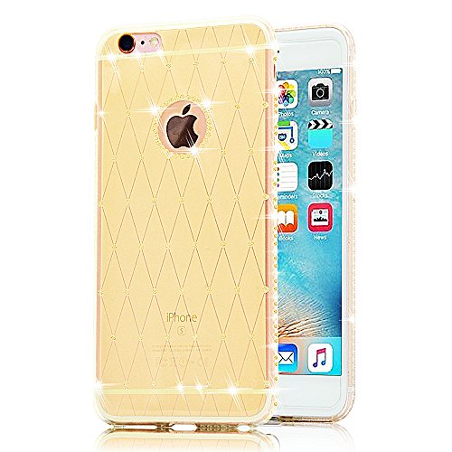 Coque iPhone SE, Coque iPhone 5/5S, Sunroyal® Coque iPhone SE/5/5s Transparente TPU Souple Etui Housse Bling Bling Gliter Sparkle Case Cover Premium Ultra Mince Hybrid Crystal Protection Bumper - Gold Or 0190875036317 Sunroyal