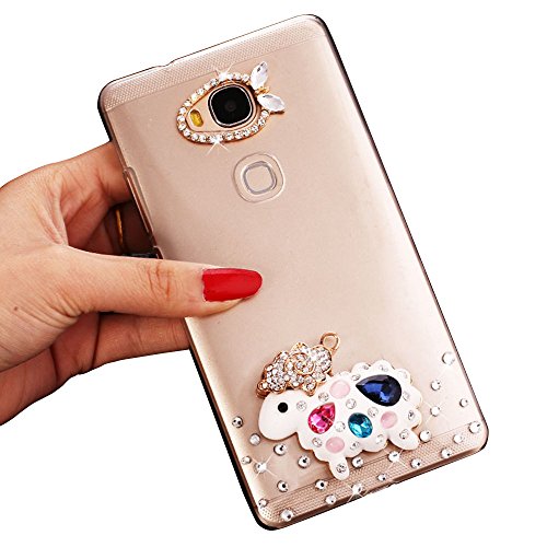 Sunroyal Coque Huawei Ascend G8, Sunroyal® Transparente Bling 3D Luxe Diamant Strass Etui Housse Ultra Slim Hard PC Plastique Case Cover Clear Portable Protection pour Huawei Ascend G8 / Huawei Ascend G7 Plus - Couleur Mouton code EAN 0190875038106 