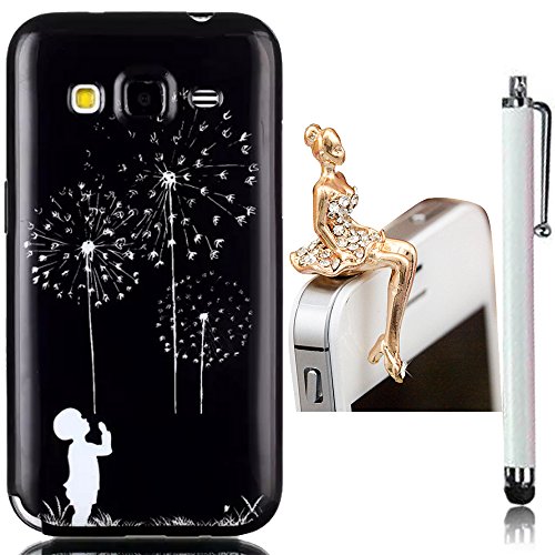 Coque pour Galaxy Core Prime, Sunroyal® Galaxy Core Prime Housse Etui en Silicone Gel TPU Souple Case Cover Ultra Slim Soft Telephone Portable Couvrir de Protection Bumper Skin pour Samsung Galaxy Core Prime SM-G360 / SM-G360F (Motif Pissenlit) 0190875066413 Sunroyal