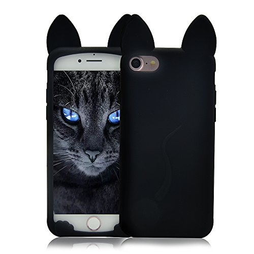 Sunroyal Coque iPhone SE, Coque iPhone 5s, Coque iPhone 5, Sunroyal® Etui Housse TPU Silicone Souple Case Cartoon Adorable Chat Oreille Queue Back Cover de Protection pour Apple iPhone SE 5 5s - Noir code EAN 0190875067694 