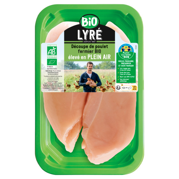  2 Filets De Poulet Lyré Bio Filière Auchan "Cultivons Le Bon" code EAN 0213042000000 