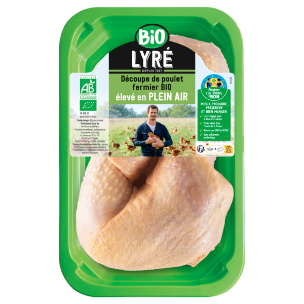  2 Cuisses De Poulet Lyré Bio Filière Auchan "Cultivons Le Bon" code EAN 0213045000000 