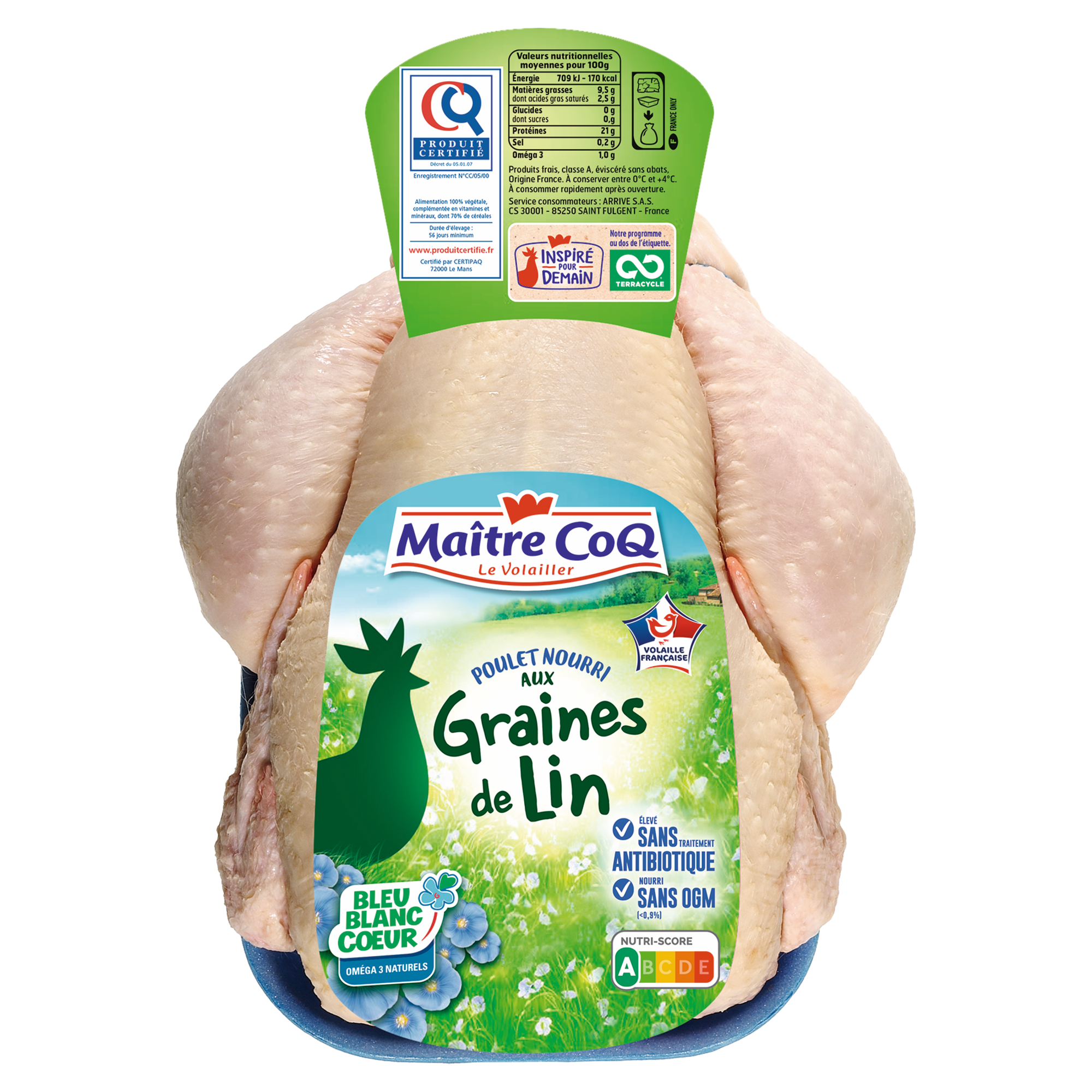Poulet nourri aux graines de lin