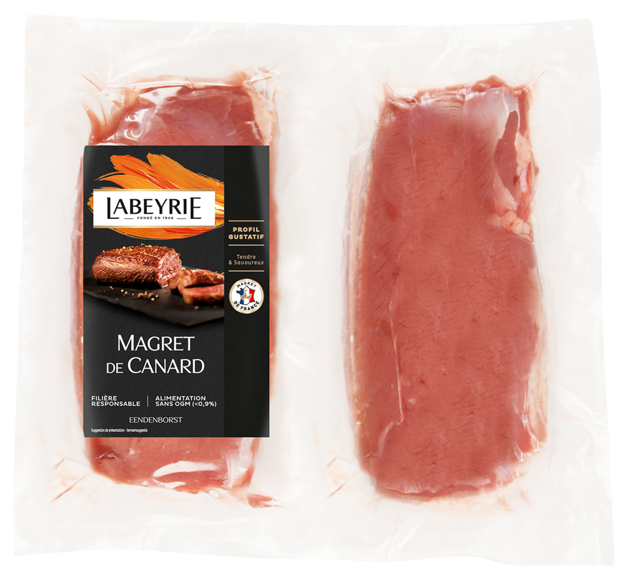 Labeyrie Magrets de canard crus x2*
"MAISON MONTFORT" OU "LABEYRIE" code EAN 0254151 